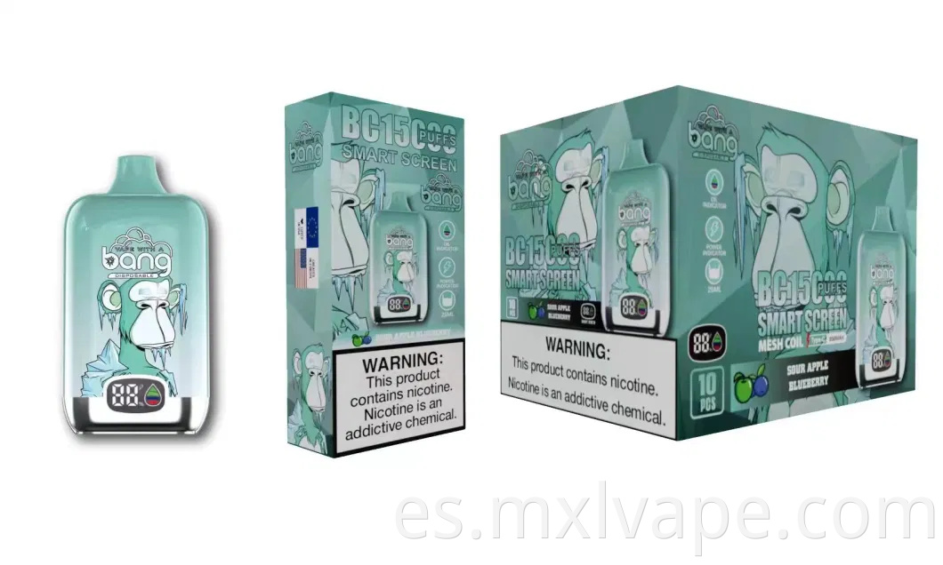 E cigarry bang king smart pantalla 15000/15k bocanadas de caja digital 12000 hojaldre vaporizador